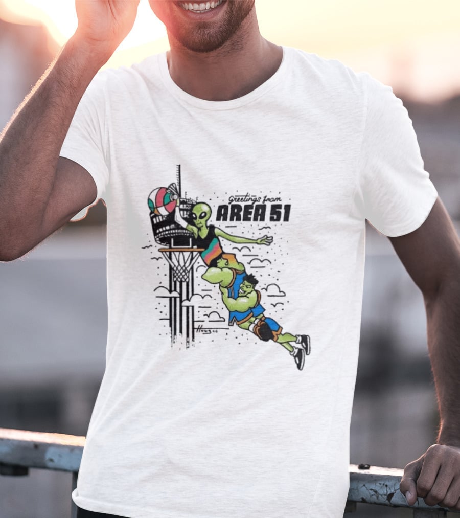 Victor Wembanyama Alien Greetings From Area 51 Basketball Dunk Scene T-Shirt