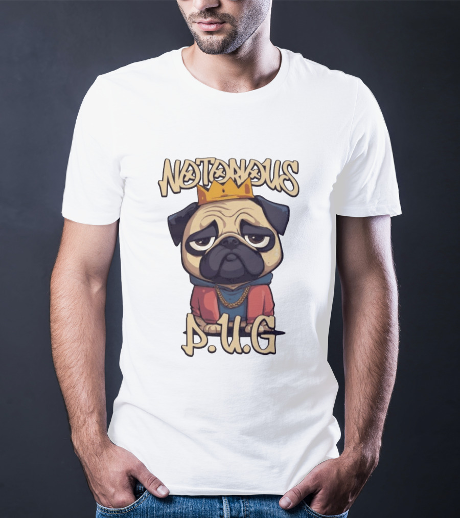 Notorious Pug Iconic Crowned Cartoon 90s Rap T-Shirt