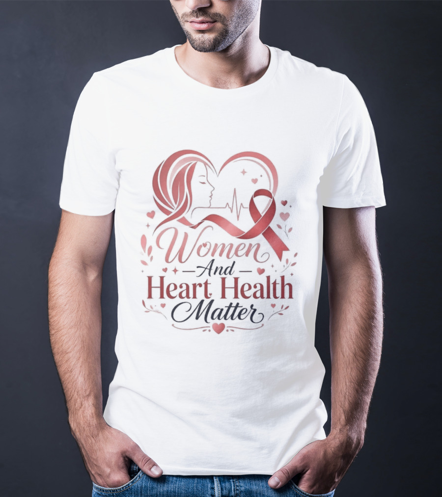 Women And Heart Health Matter Awareness Ribbon Heartbeat T-Shirt