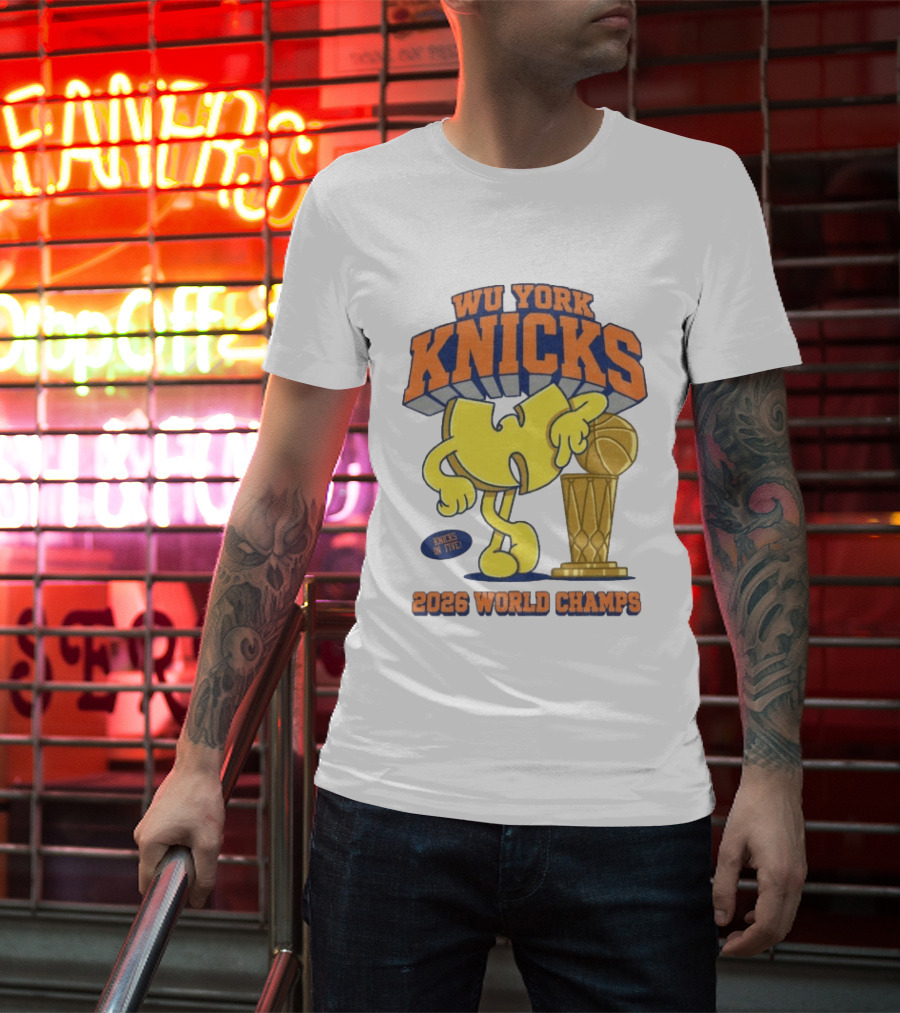 Wu York Knicks 2026 World Champs Knicks In Five Basketball Trophy T-Shirt