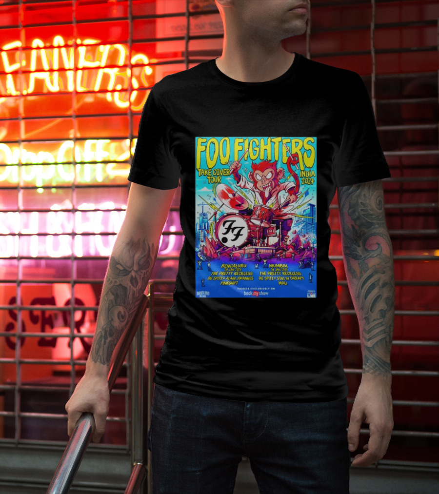 Foo Fighters Take Cover Tour India 2027 Bengaluru Mumbai The Pretty Reckless Die Spitz Alain Johannes Punkshit Still In Therapy Mali January 29 31 T-Shirt