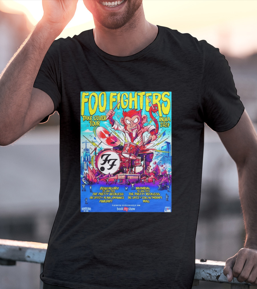 Foo Fighters Take Cover Tour India 2027 Bengaluru Mumbai The Pretty Reckless Die Spitz Alain Johannes Punkshit Still In Therapy Mali January 29 31 T-Shirt