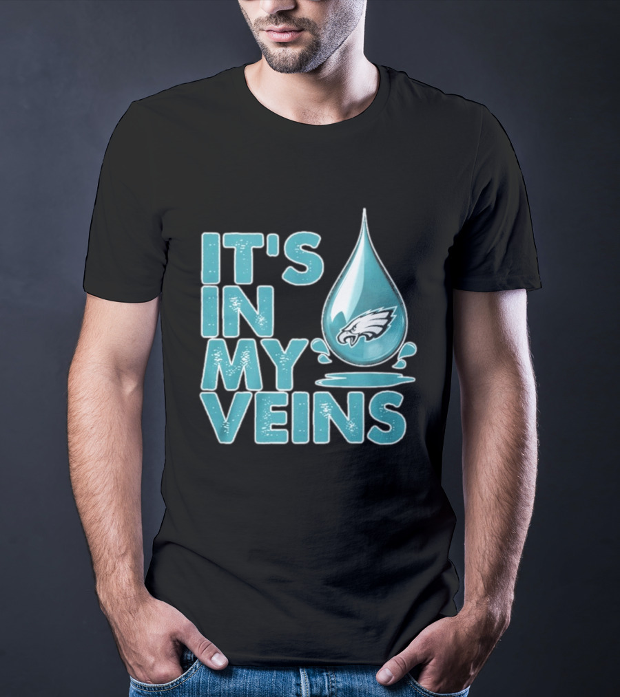 Philadelphia Eagles It's In My Veins Dripping Logo Fan Pride T-Shirt