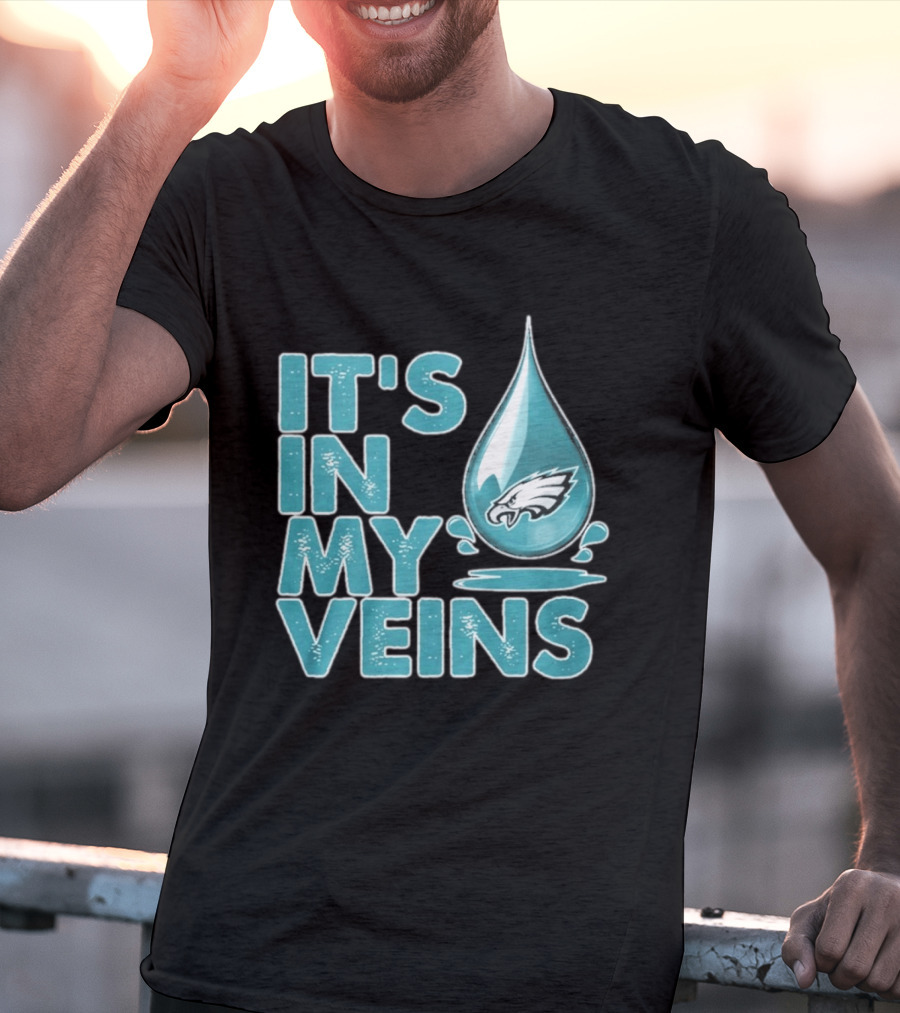 Philadelphia Eagles It's In My Veins Dripping Logo Fan Pride T-Shirt