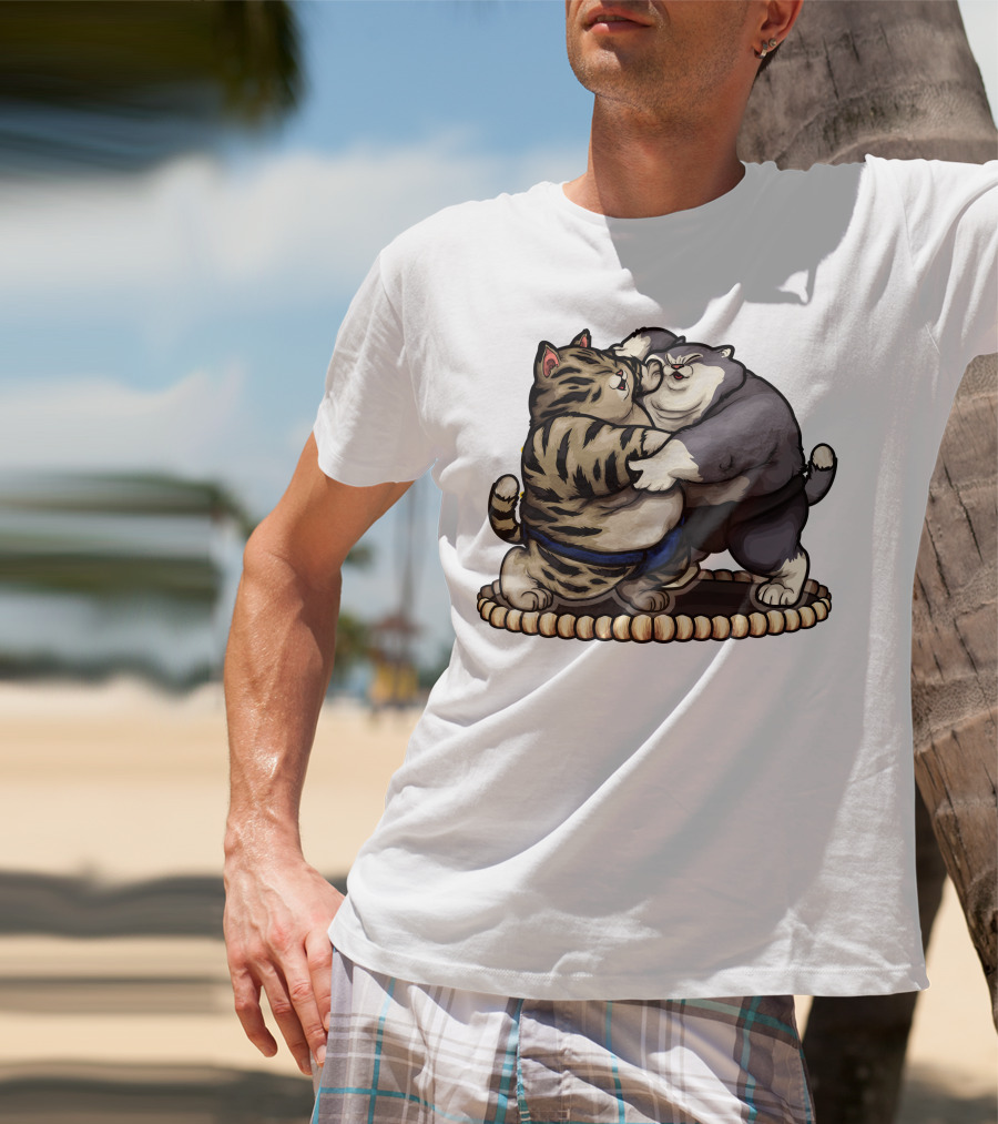Sumo Wrestling Cats Battling In Traditional Ring T-Shirt