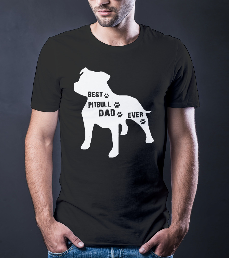 Best Pitbull Dog Dad Ever Paw Prints T-Shirt