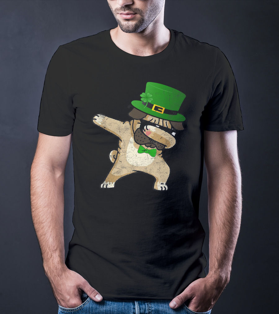 Dabbing Pug With Green Hat For St. Patrick's Day T-Shirt