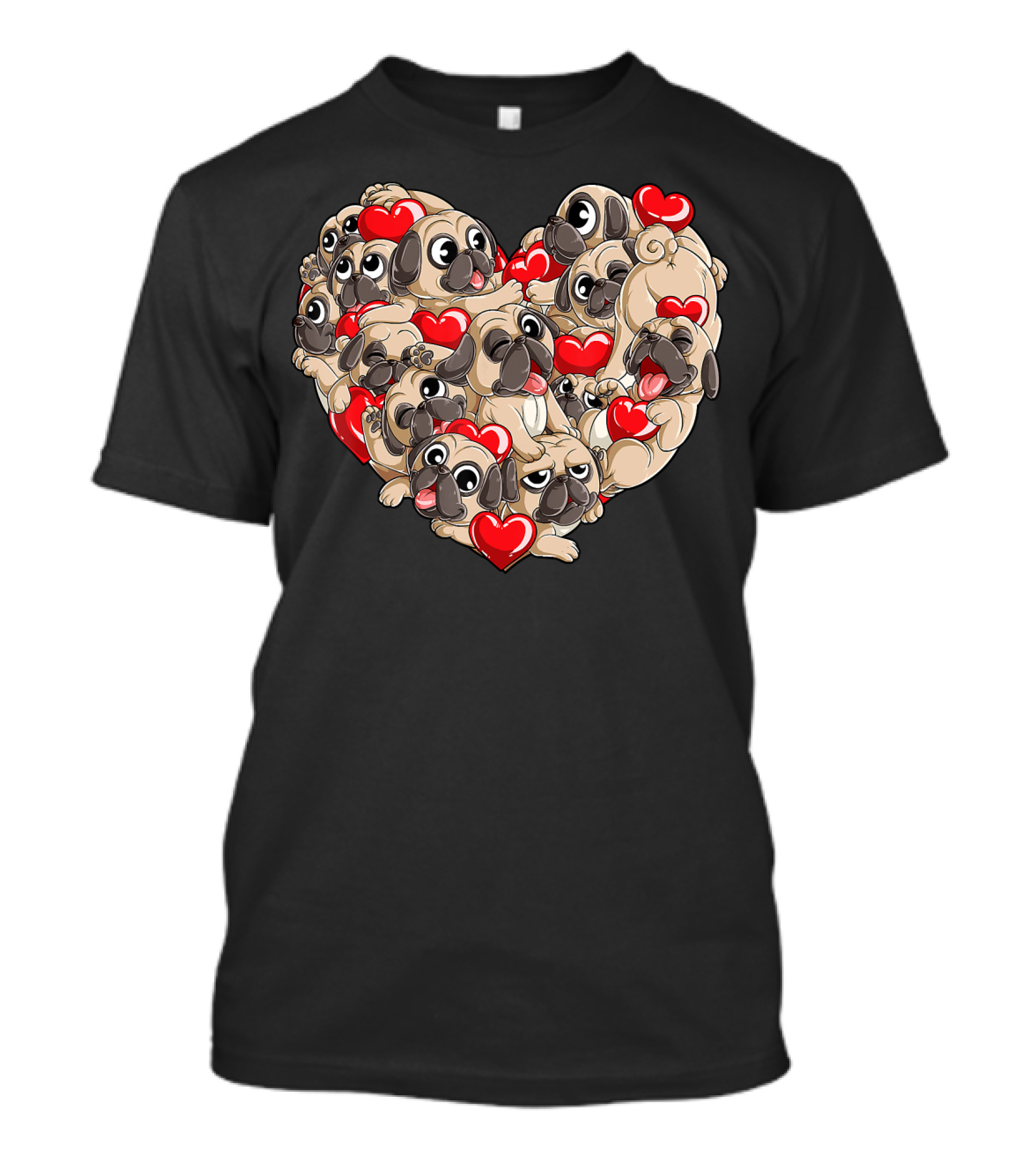 Pug Heart Valentines Day Dog Lover Boys Men Love T-Shirt
