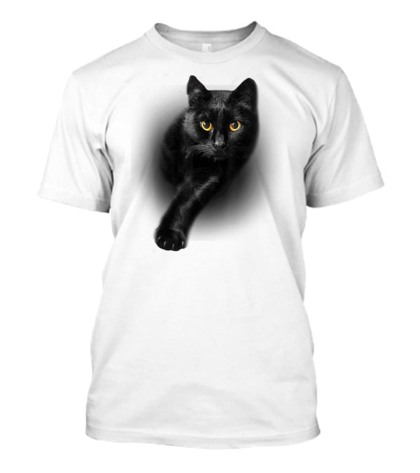 Black Cat Yellow Eyes Cats Iconic Feline Expression T-Shirt