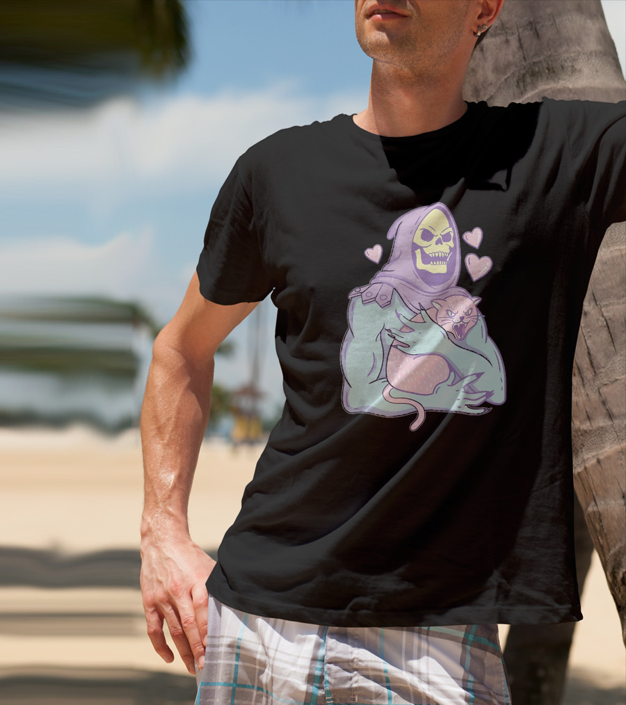 Bones Love Cat Cool Hearts Emojii T-Shirt