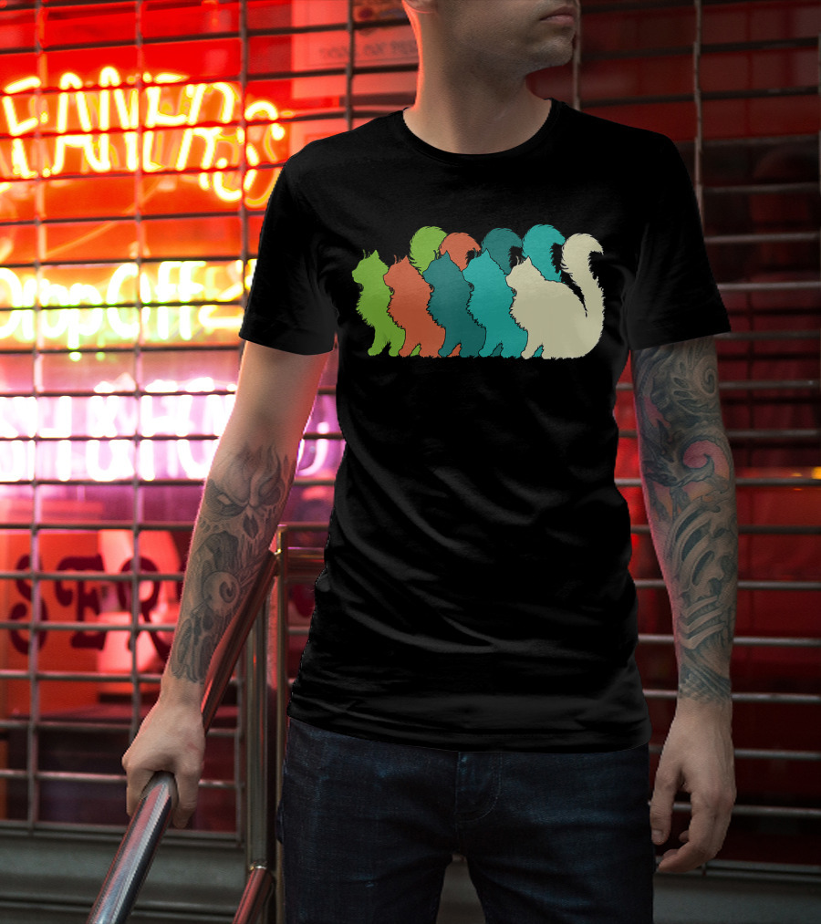 Cat Silhouettes For The Love Of Cats Womens Girls Cat Lover T-Shirt