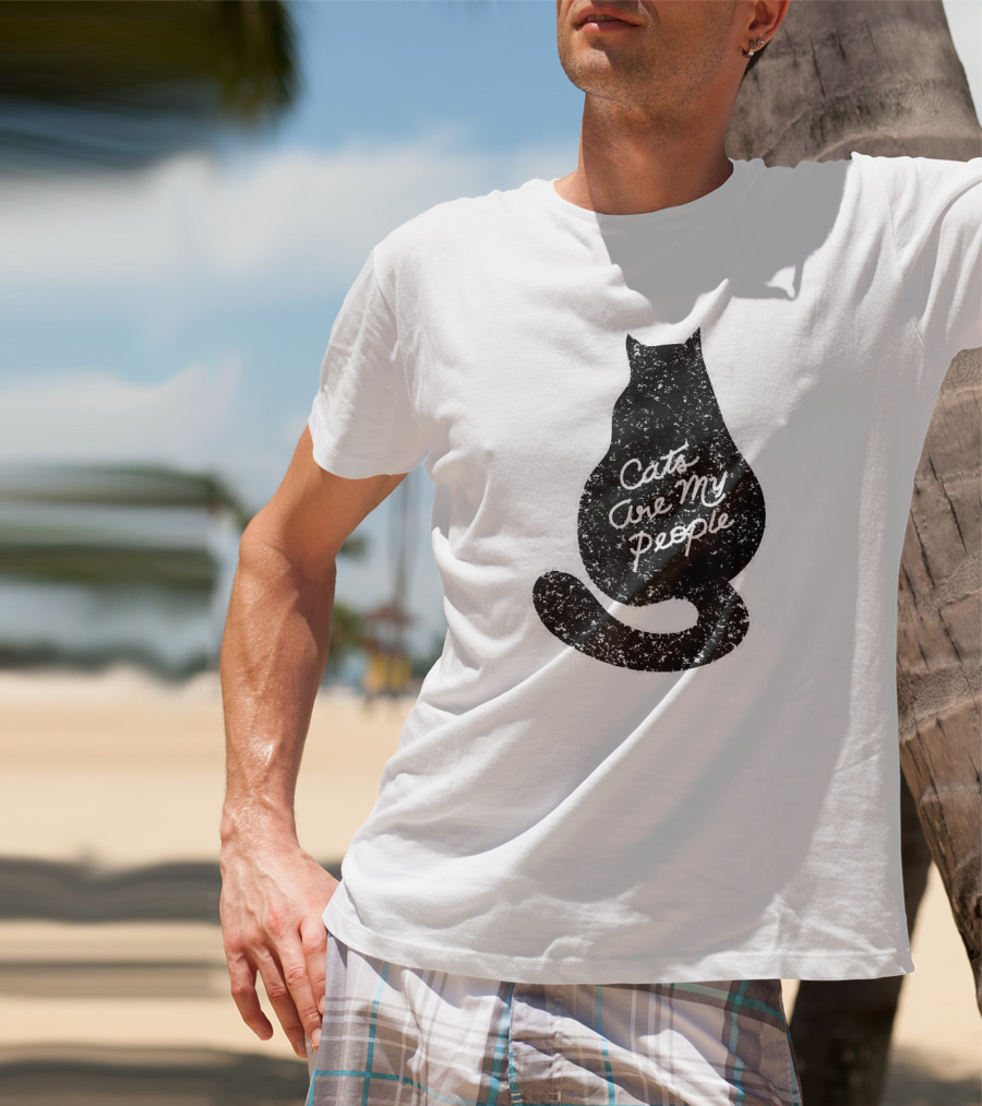 Cats Are My People Silhouette Back View Sketch T-Shirt