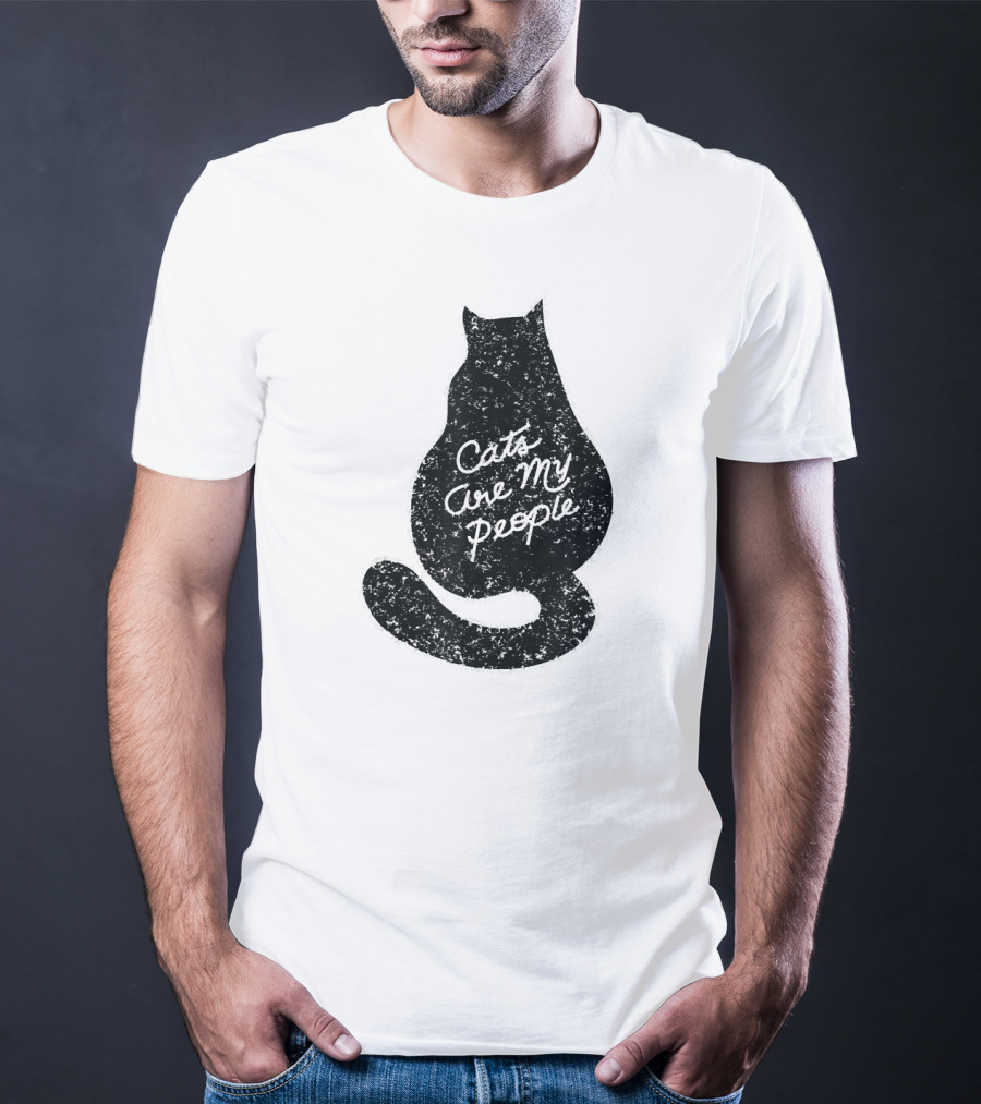 Cats Are My People Silhouette Back View Sketch T-Shirt