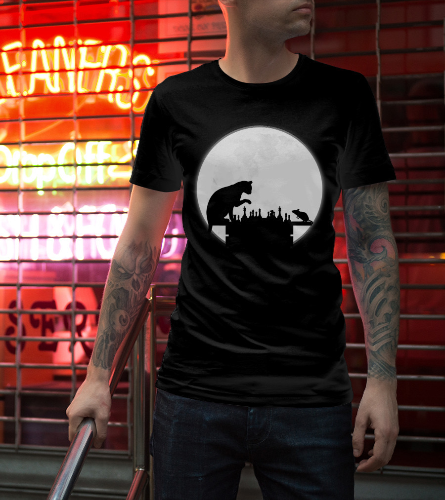The Chess Match Of Cat And Mouse Under The Full Moon T-Shirt