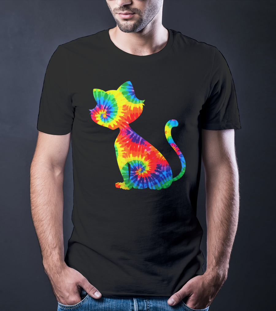 Tie Dye Colorful Kitten Cat Spiral T-Shirt