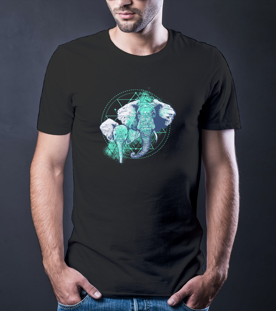 Magic Elephant Geometric Triangles T-Shirt