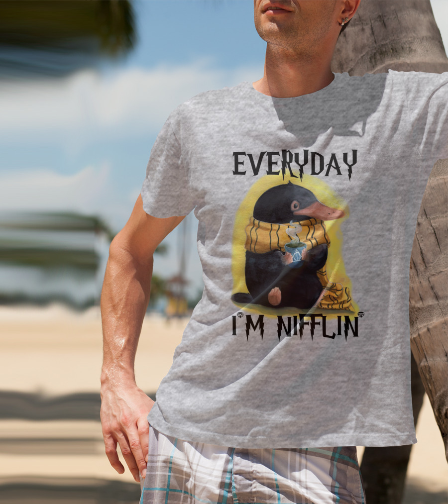 Everyday I'm Nifflin' Magical Creature With Scarf And Tea Cup T-Shirt