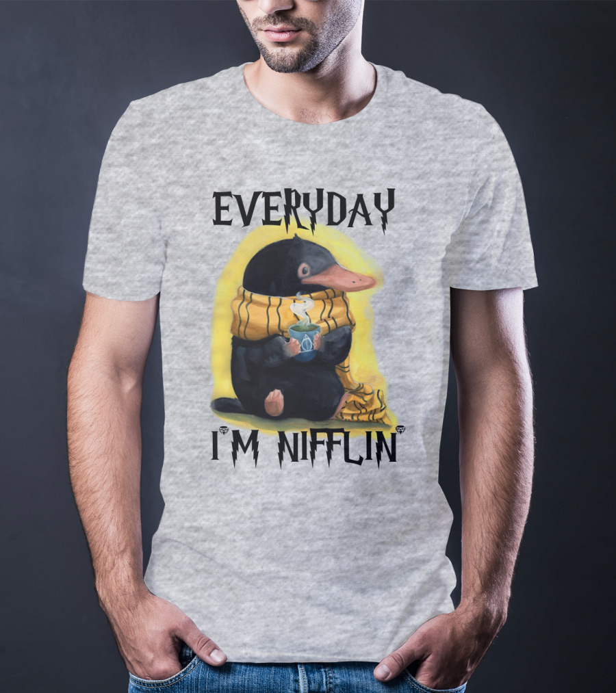 Everyday I'm Nifflin' Magical Creature With Scarf And Tea Cup T-Shirt