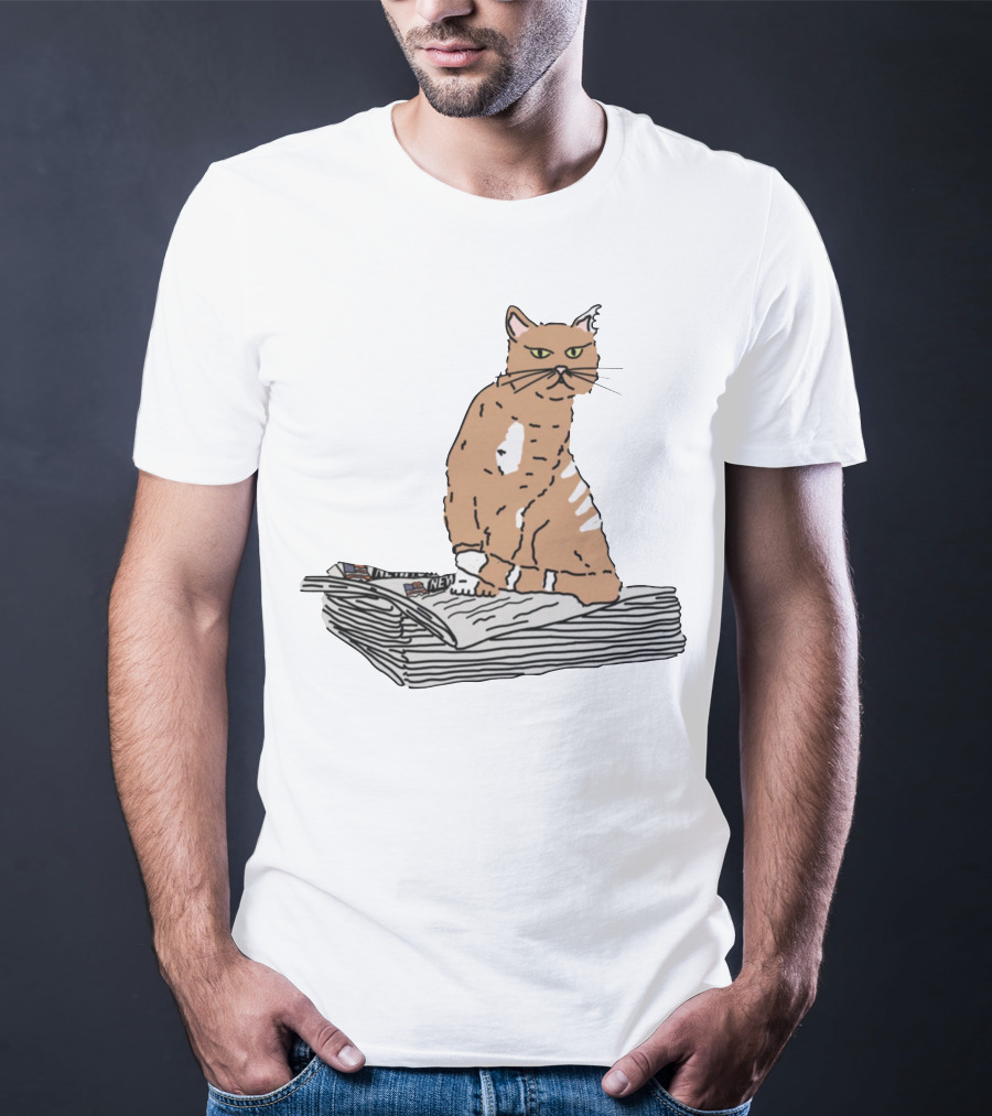 New York Post Cat On Newspaper Stack T-Shirt