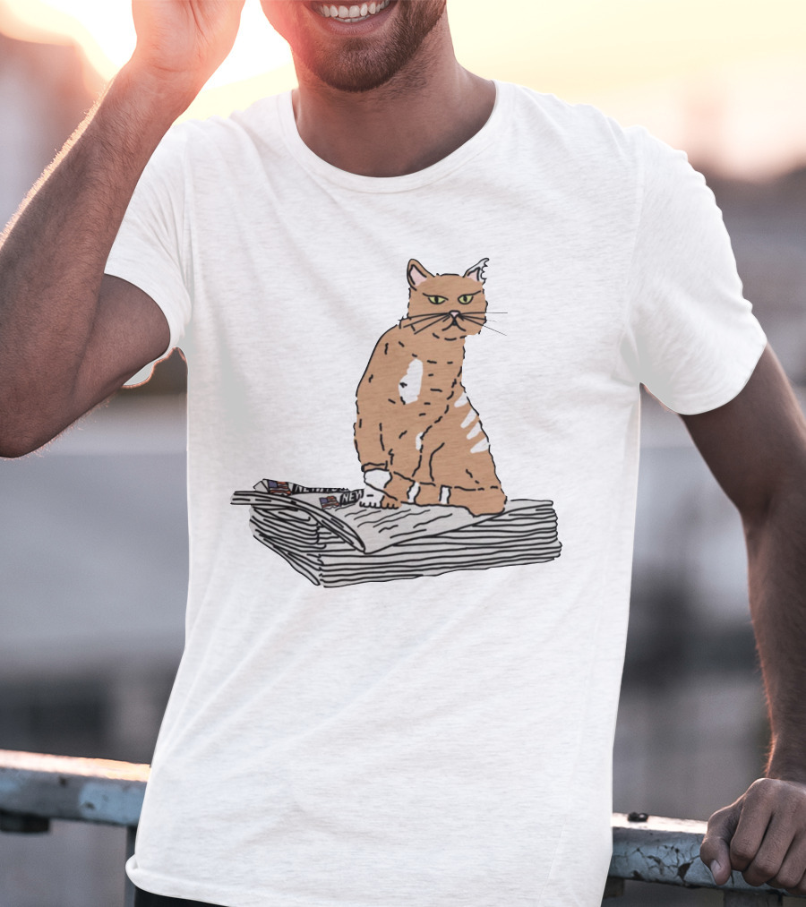 New York Post Cat On Newspaper Stack T-Shirt
