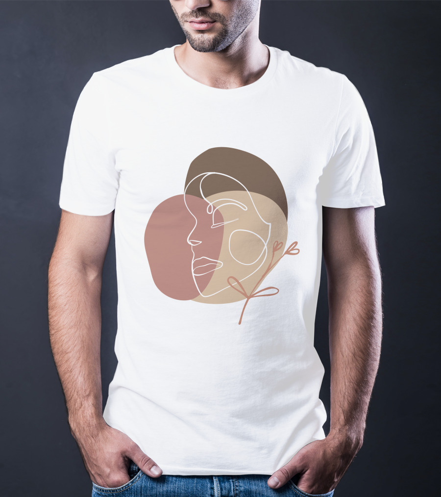 Line Art Woman Face Beauty Minimalist Abstract Linear Profile T-Shirt
