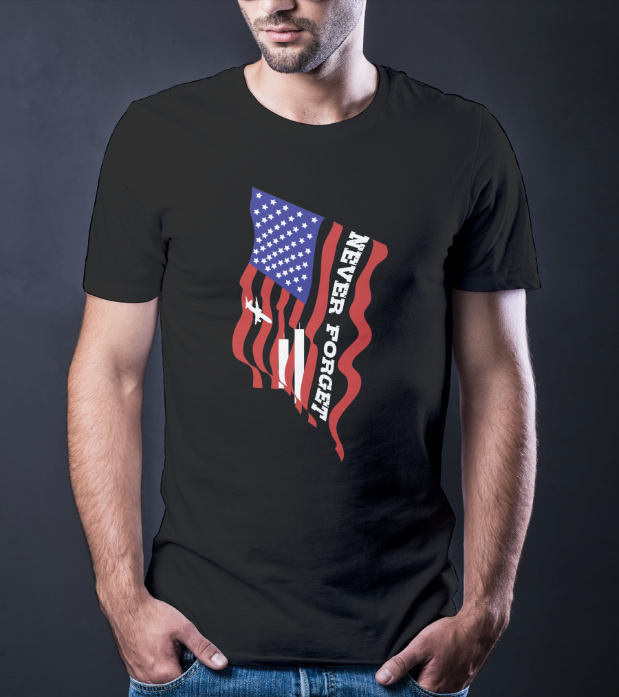 Never Forget 09.11.01 American Flag Patriot Memorial T-Shirt