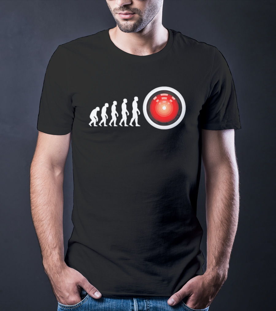 Human Evolution To HAL 9000 AI 2001 Space Odyssey Humor T-Shirt