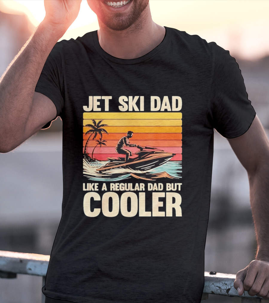 Jet Ski Dad Like A Regular Dad But Cooler Tropical Sunset Adventure T-Shirt