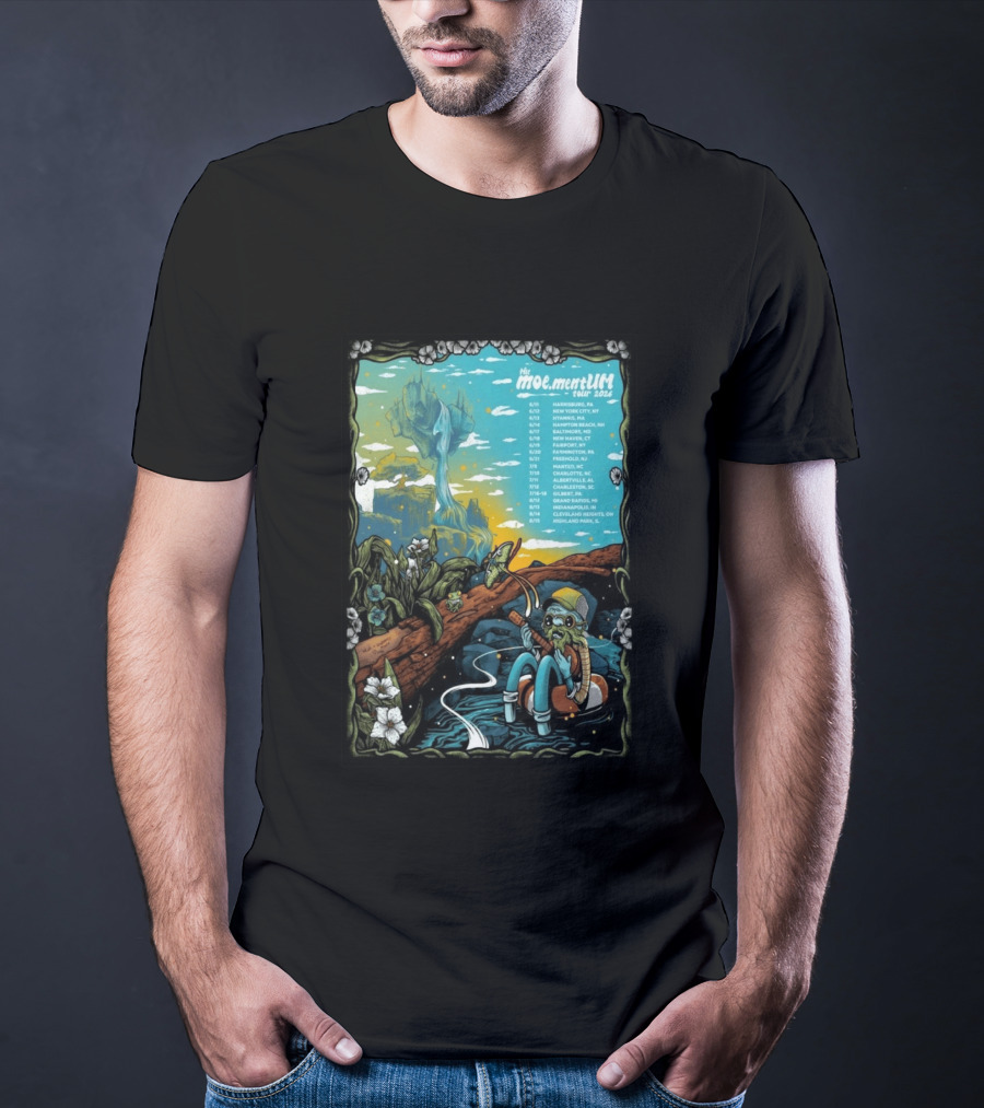 Moe.mentum Tour 2026 Dates With Surreal Nature Imagery And Character In Chill Scene T-Shirt