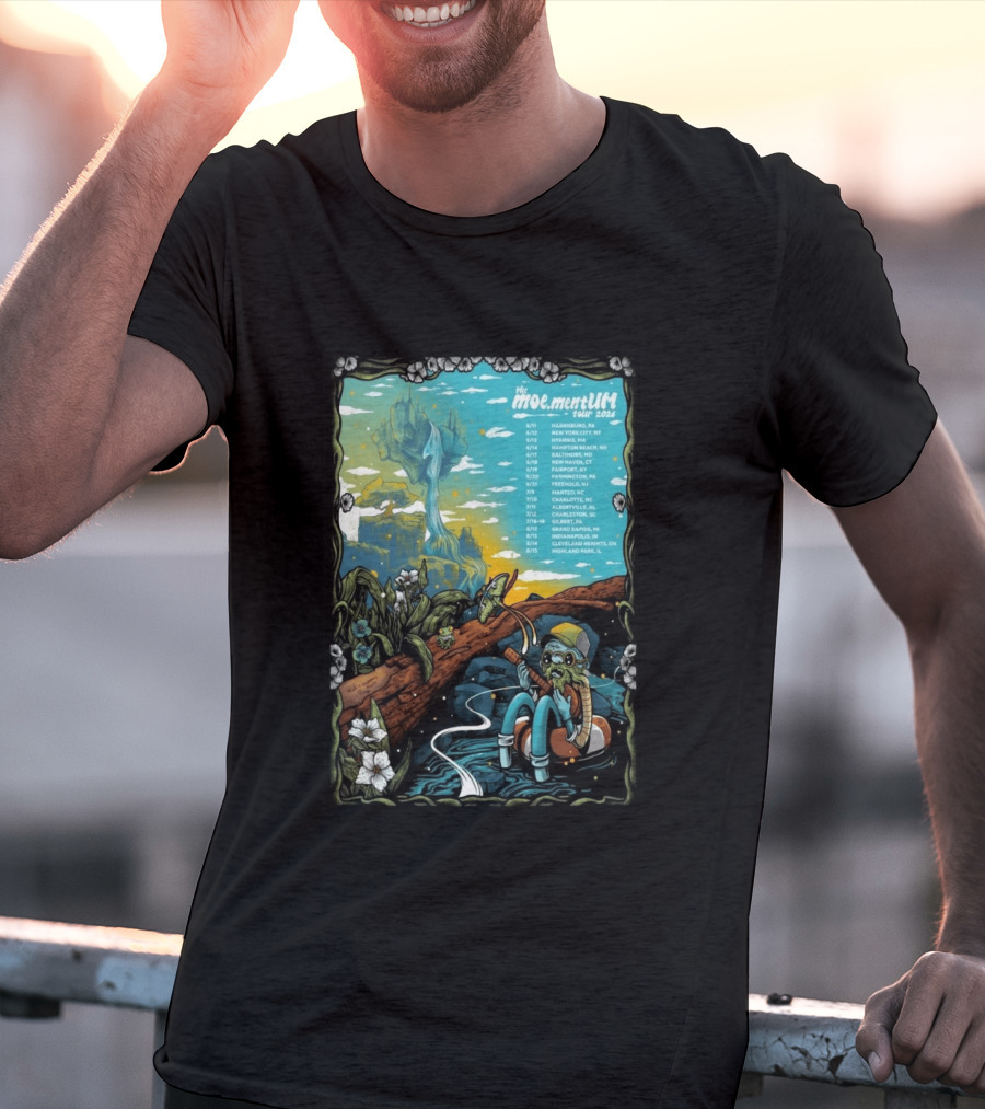 Moe.mentum Tour 2026 Dates With Surreal Nature Imagery And Character In Chill Scene T-Shirt