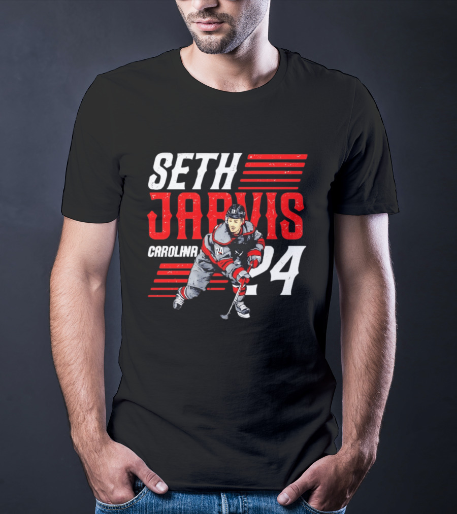 Seth Jarvis 24 Carolina Hurricanes Hockey Player T-Shirt