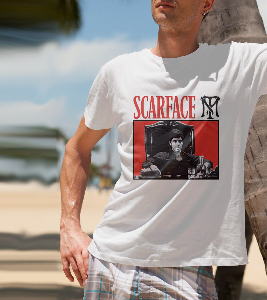 Scarface Tony Montana Al Pacino Iconic Scene Red T-Shirt