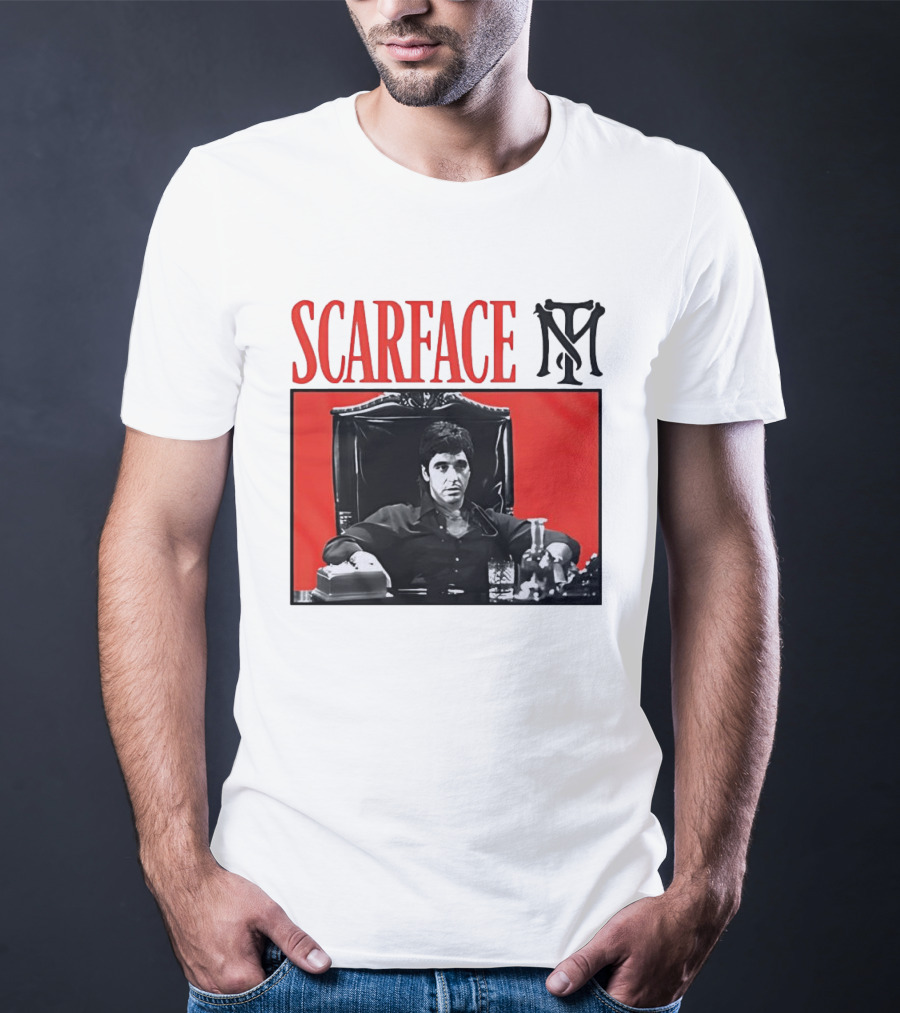 Scarface Tony Montana Al Pacino Iconic Scene Red T-Shirt