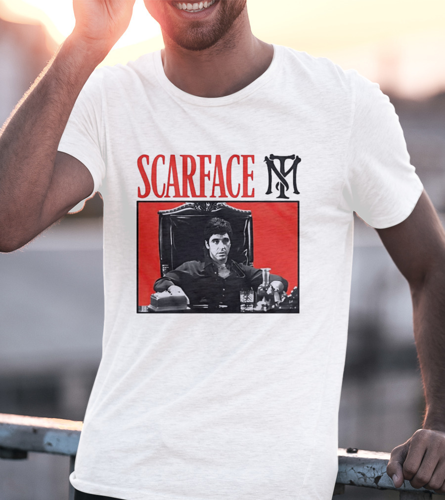 Scarface Tony Montana Al Pacino Iconic Scene Red T-Shirt
