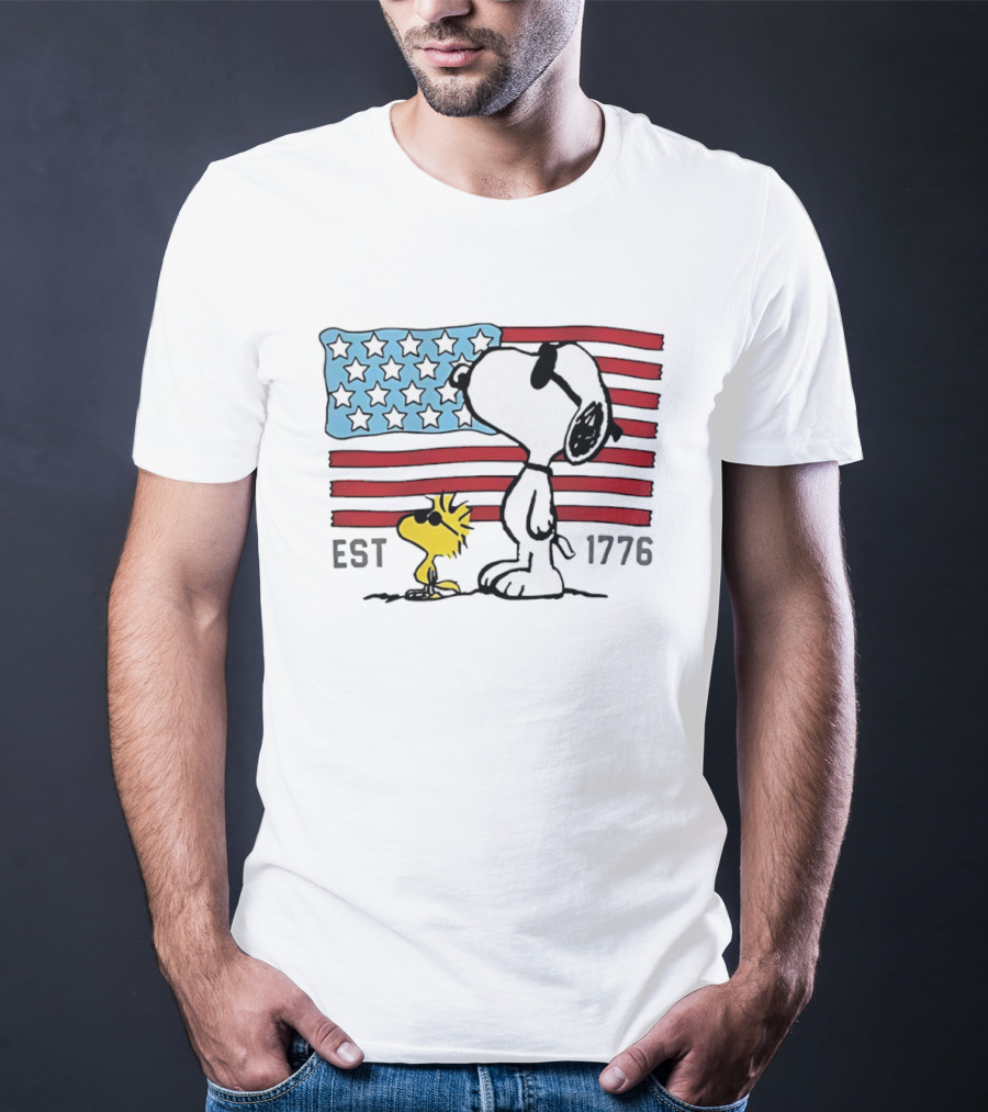 America 250th Anniversary 1776 Snoopy Woodstock With Stars And Stripes T-Shirt