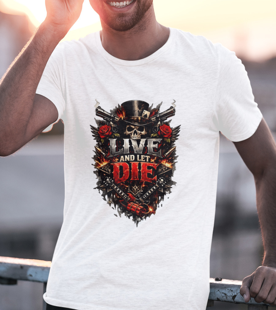 Guns N' Roses Live And Let Die Skull Roses Guns Playing Cards T-Shirt