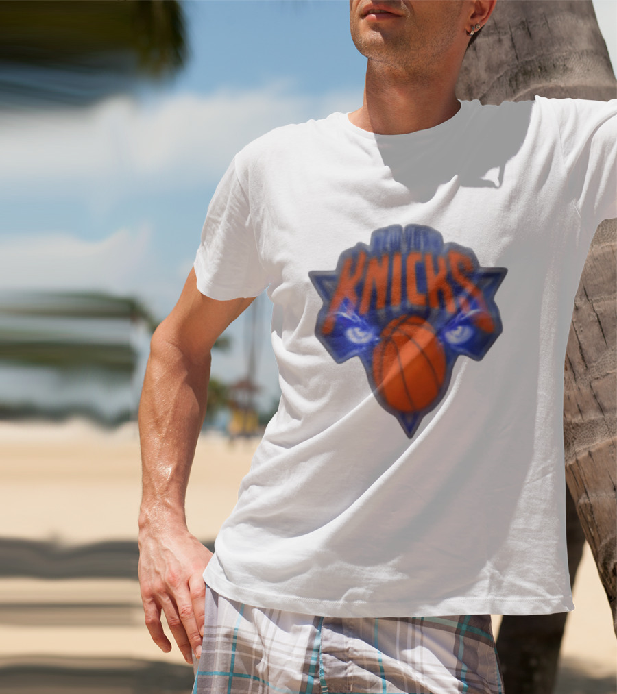 Blurry New York Knicks Basketball With Eye Motif T-Shirt
