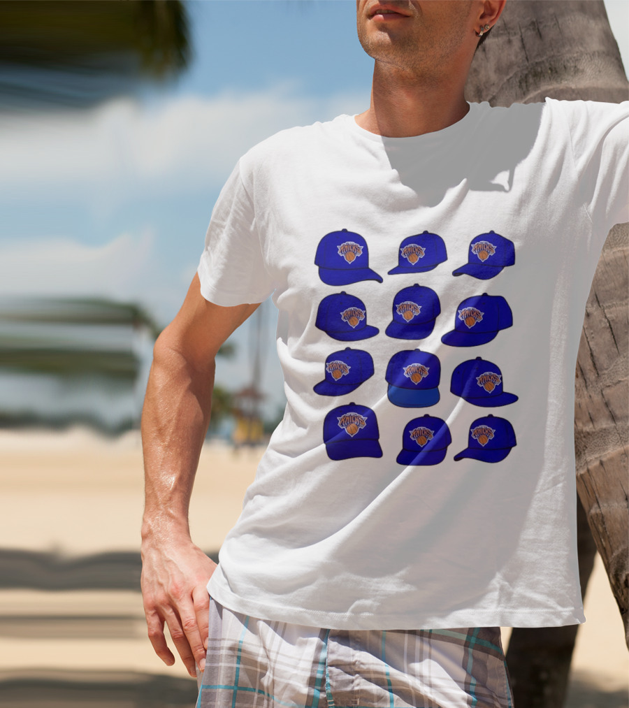 New York Knicks Blue Caps Collection With Iconic Basketball Team T-Shirt