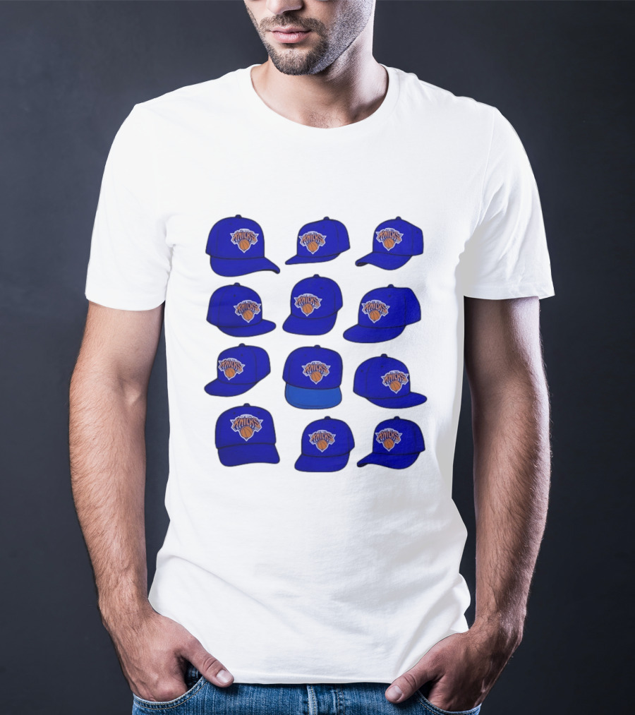 New York Knicks Blue Caps Collection With Iconic Basketball Team T-Shirt