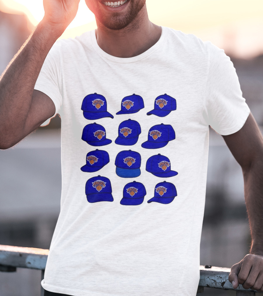 New York Knicks Blue Caps Collection With Iconic Basketball Team T-Shirt