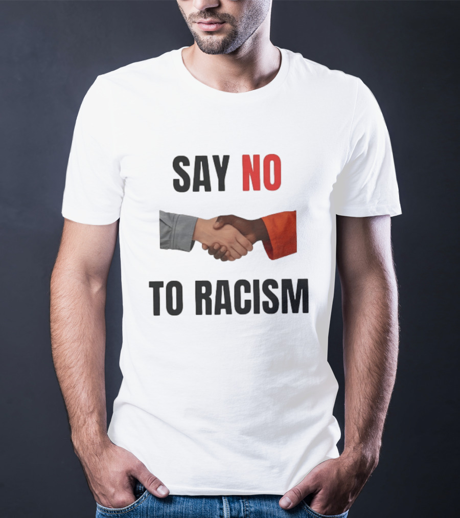 Say No To Racism Black White Handshake Solidarity T-Shirt