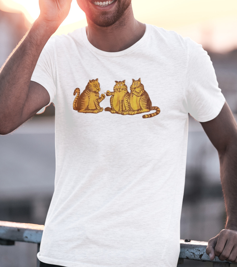 Super Cat Smoking Meme Trio Funny Cats Sharing Cigarettes T-Shirt