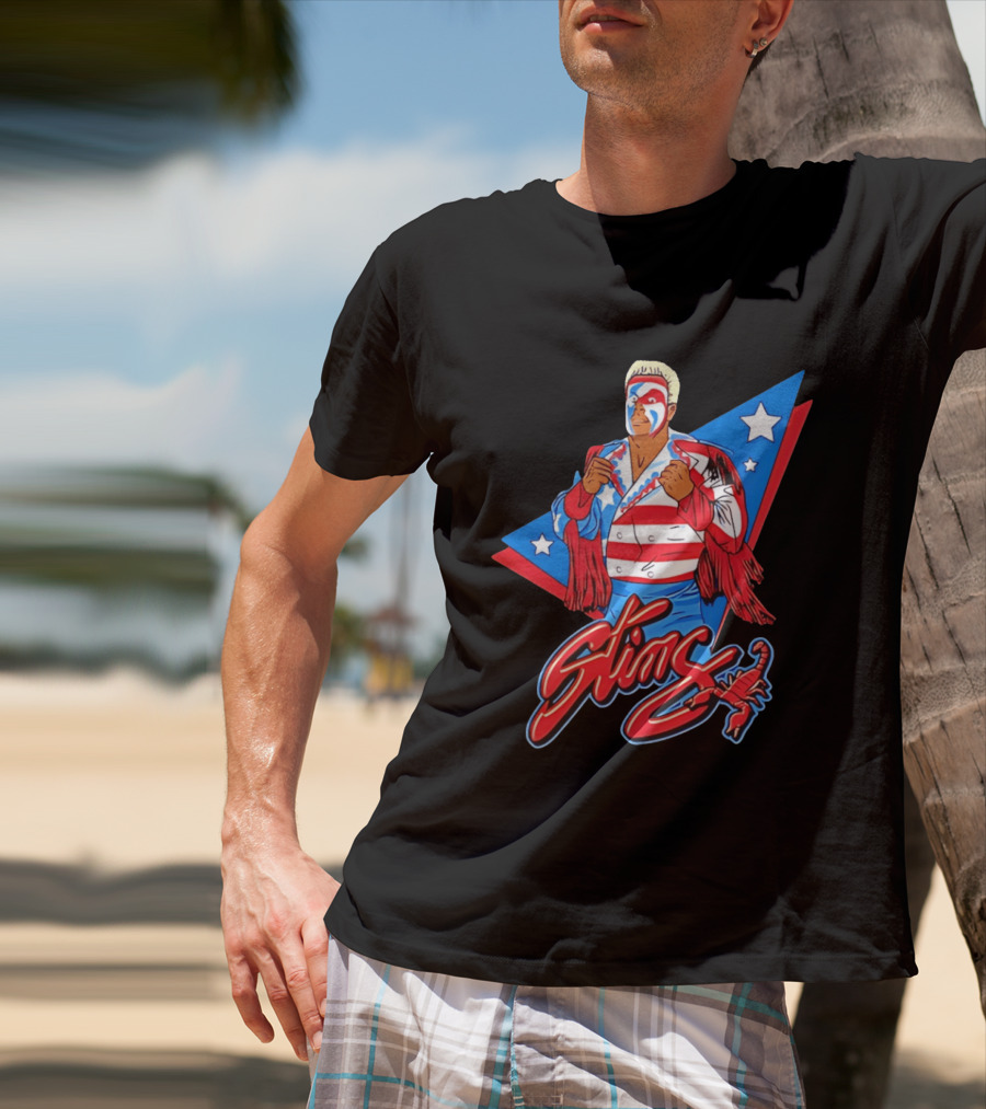 Sting USA Patriotic Jacket Red White Blue Stars Scorpion T-Shirt