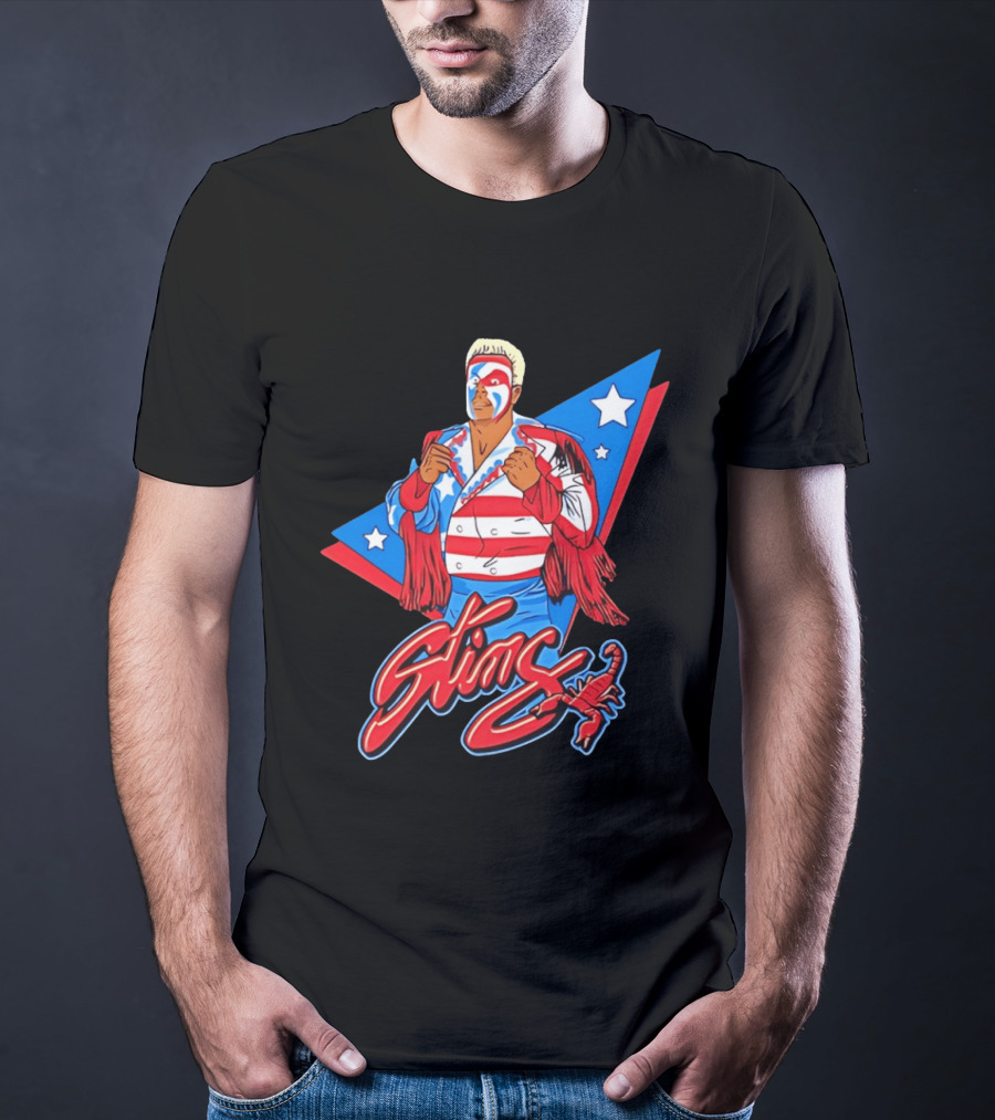Sting USA Patriotic Jacket Red White Blue Stars Scorpion T-Shirt