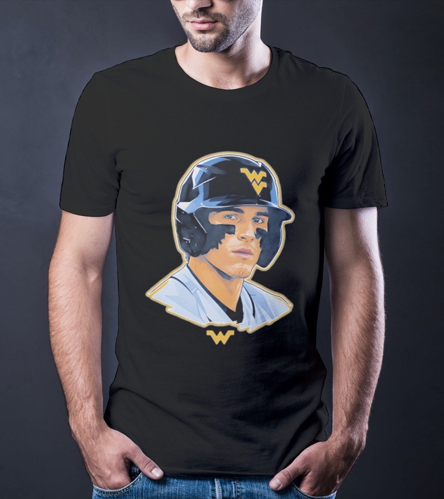 West Virginia Baseball Player Helmet WV T-Shirt