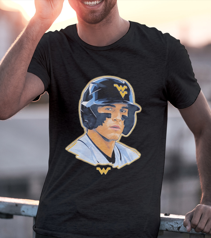 West Virginia Baseball Player Helmet WV T-Shirt