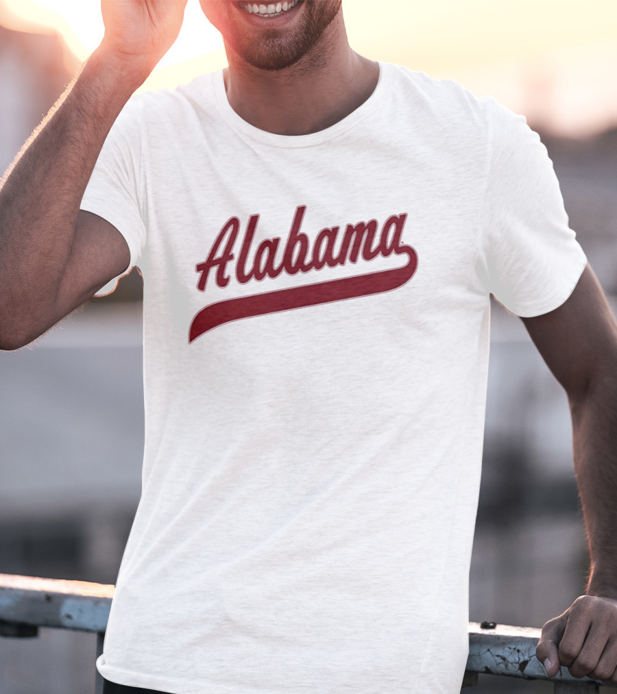 Alabama Baseball Cursive Style Lettering T-Shirt