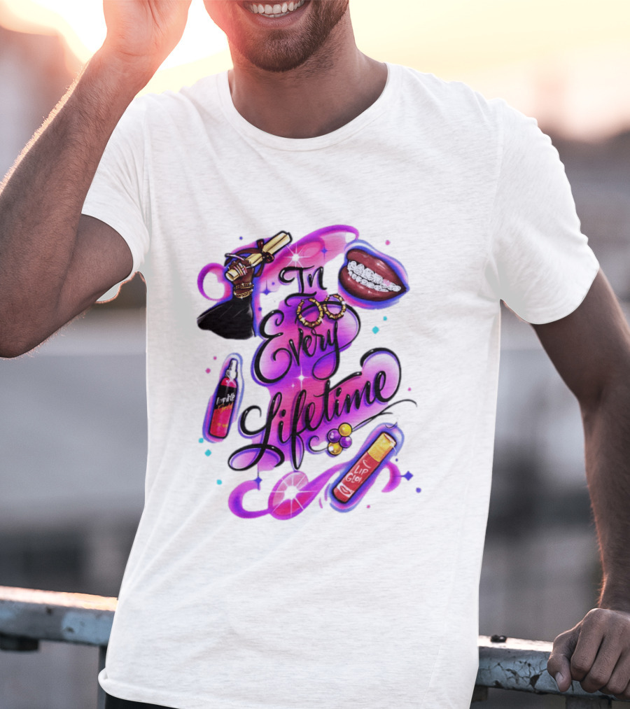 In Every Lifetime Lip Glow Gold Lip Graduation Black Girl Magic Aesthetic T-Shirt