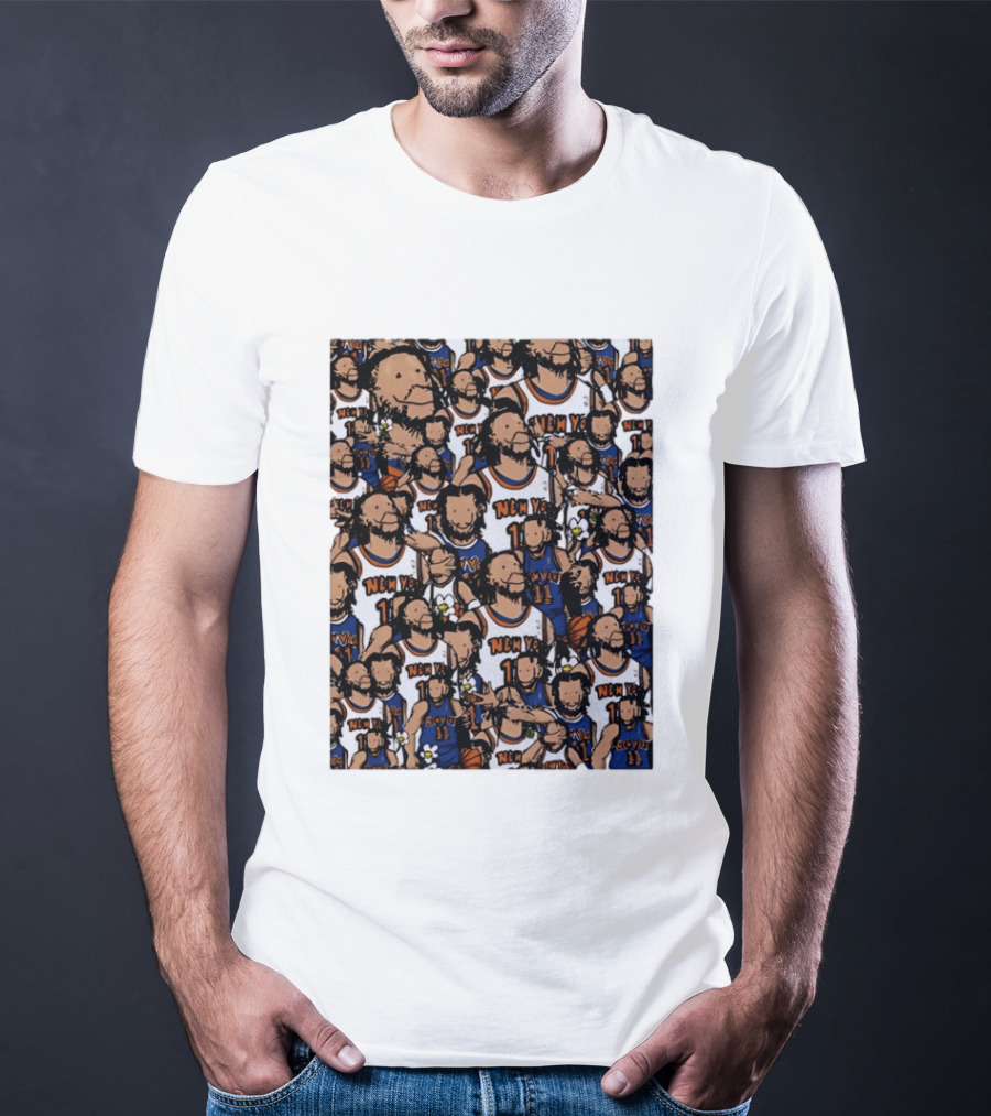 Jalen Brunson New York Knicks Number 11 NEMY Cartoon Collage T-Shirt