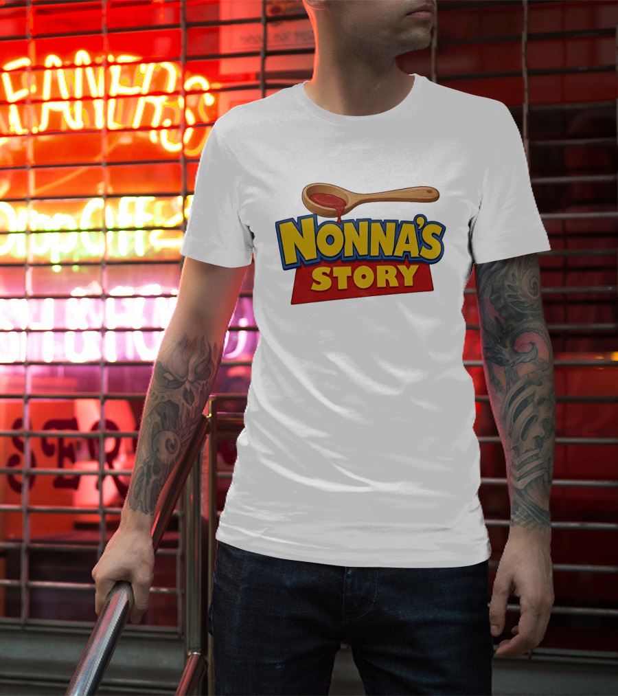 Nonna's Story Wooden Spoon Icon With Red Sauce T-Shirt
